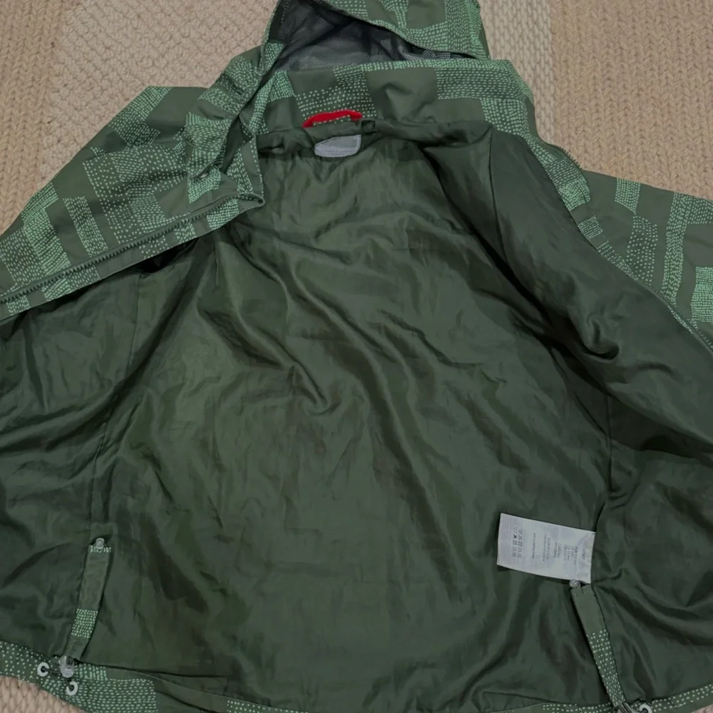 Children's Green Geo-Print Hooded Rain Jacket
